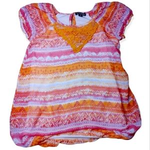 🍁2/$7🍁GEORGE Pink Orange White Aztec Print Top